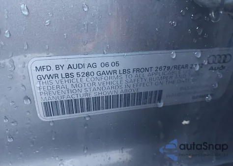 2006 Audi A6 3.2 из США, поврежденный, VIN WAUDG74F06N039331